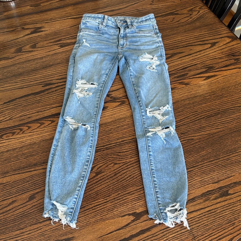 American Eagle Outfitters Ripped Blue Skinny Jeans